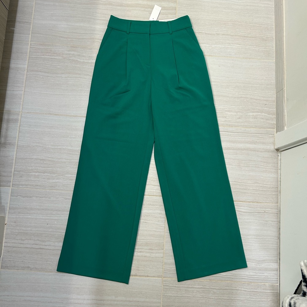 NWT LOFT The Peyton Trouser - Green Wide Leg Women's Pants